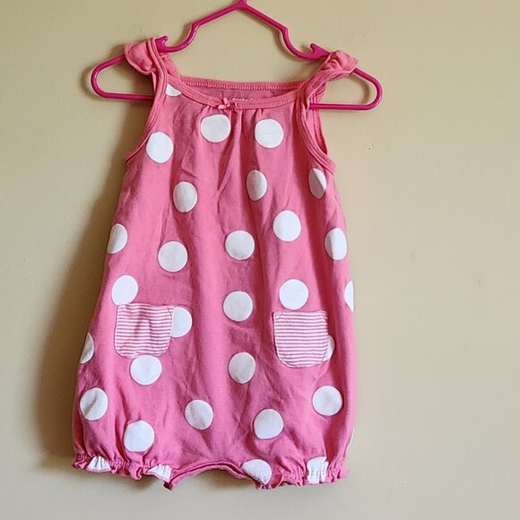 Carter's Baby Girl Polka Dot Crab Embroidered Romper Size 18 Months - Picture 1 of 5
